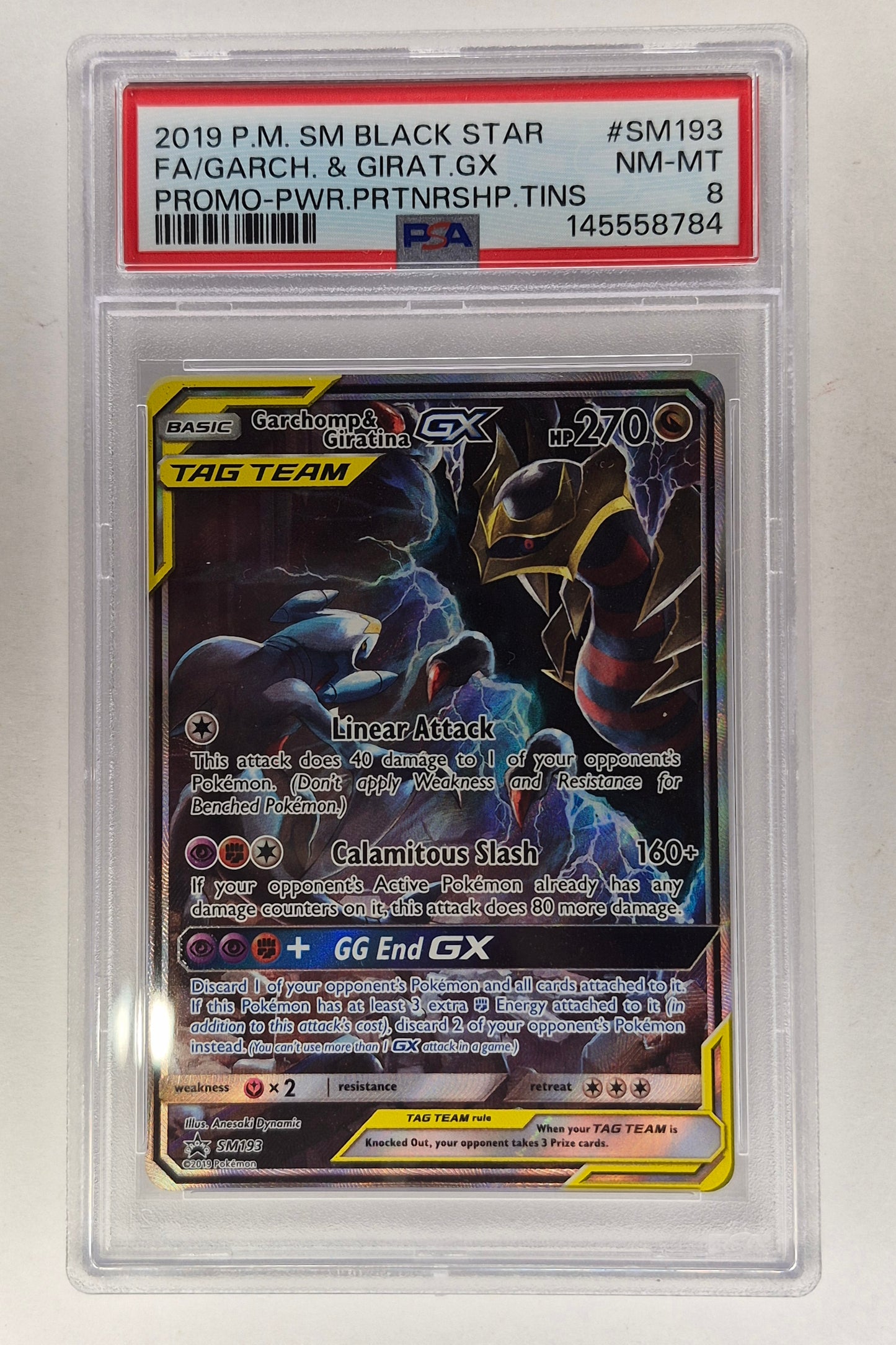 2019 Pokémon SM93 Garchomp & Giratina GX Black Star Promo PSA 8
