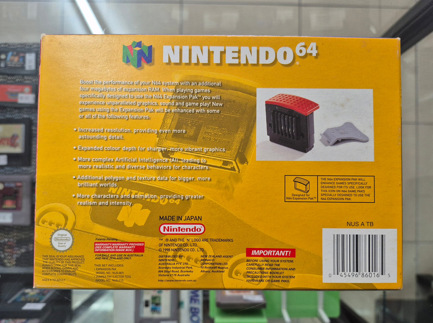 1998 Boxed(Like New)Nintendo 64 Expansion Pak in Clear Protector Case.