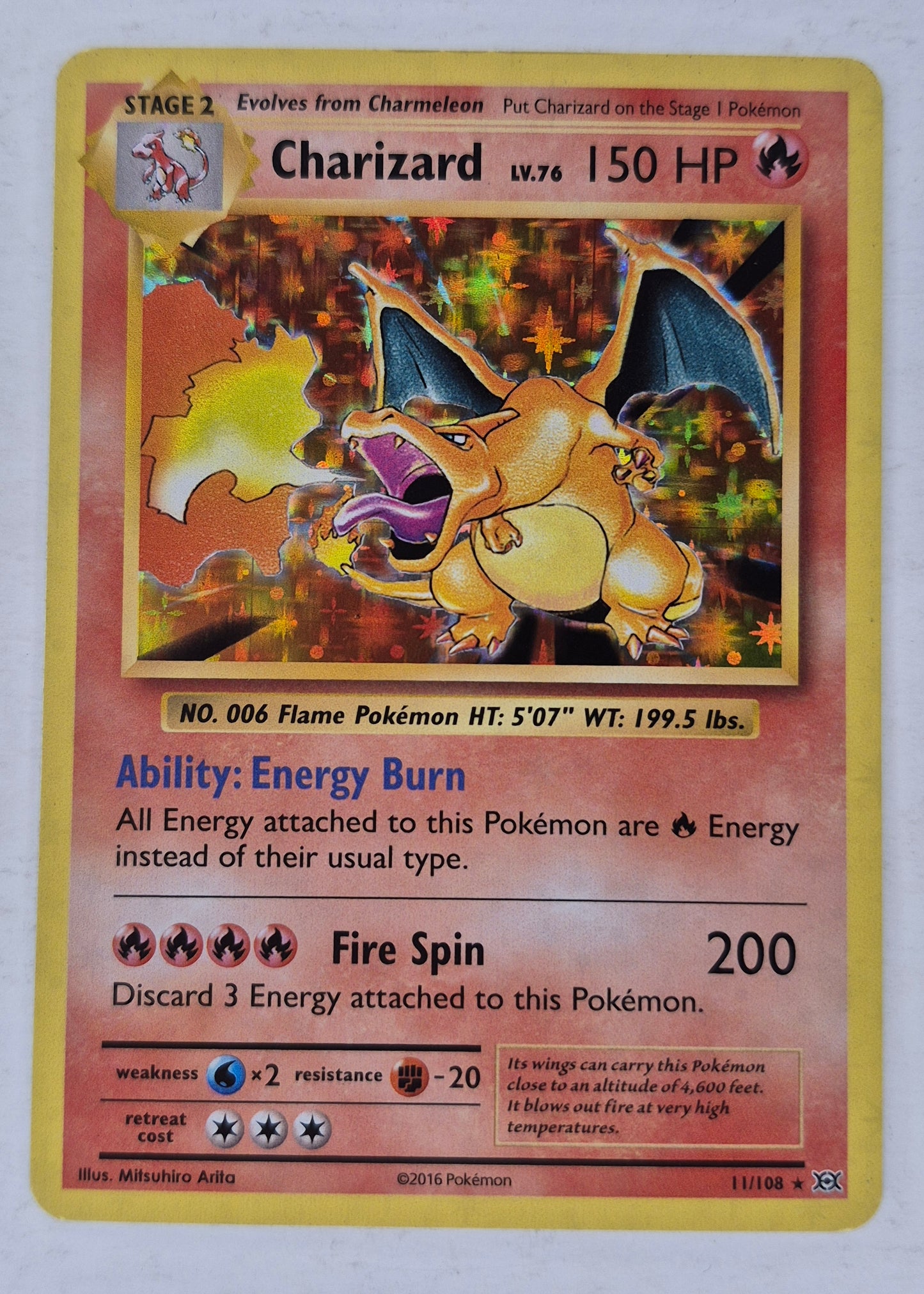 2016 Pokemon Evolutions 11/108 Charizard Holo MP/DMG See Pics