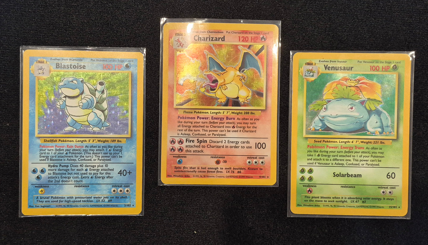 Complete 1999 Base Set Pokémon 102 cards LP/MP/D See Description