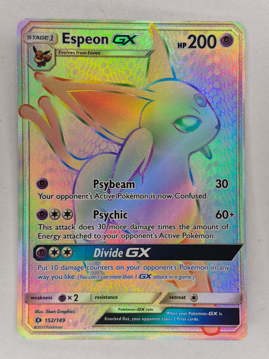 Espeon GX 152/149 (Sun & Moon) Rainbow Secret Rare Holo Pokemon NM