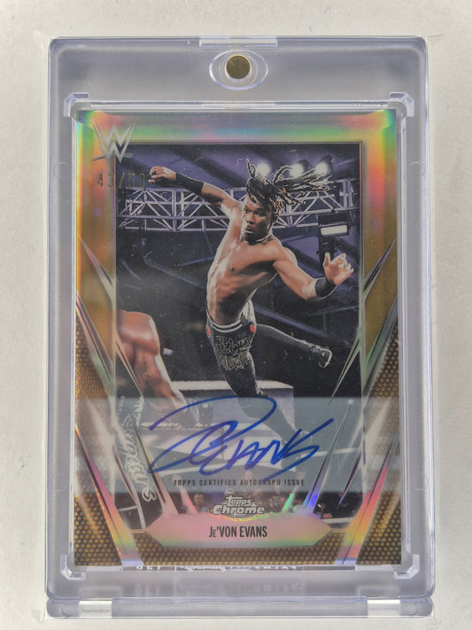 2026 Topps Chrome WWE Je'Von Evans On Card Auto #BCA-JEE Numbered 43/50