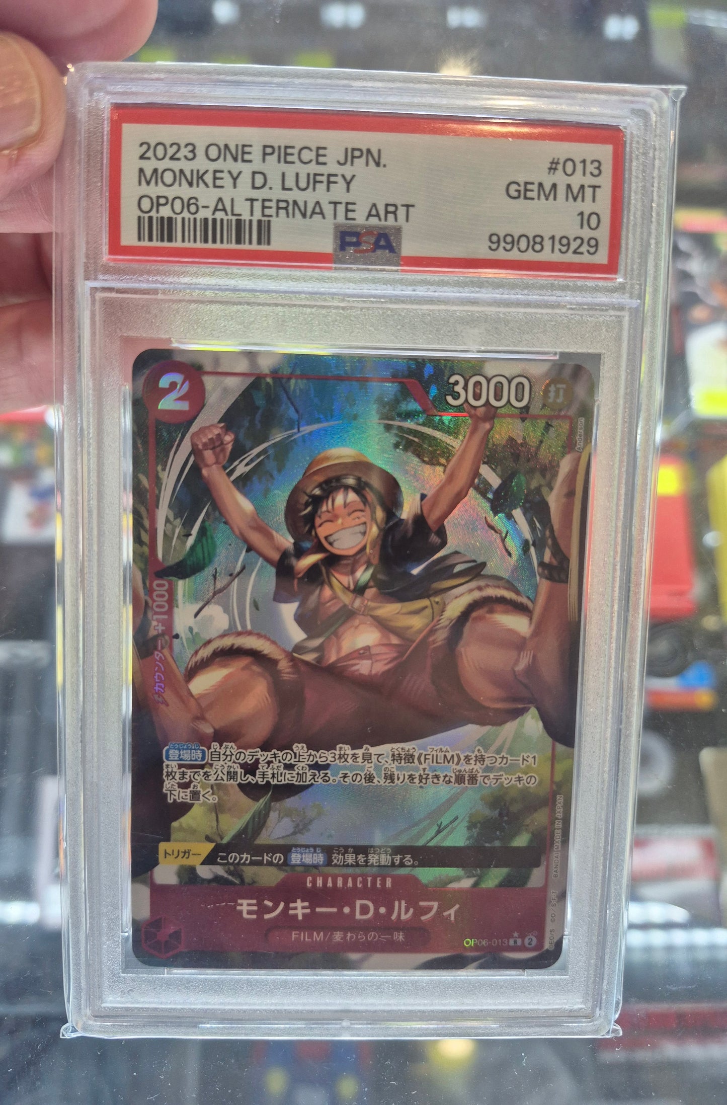 One Piece TCG Monkey.D.Luffy OP06-013 R Card Game Alt Art JPN PSA 10