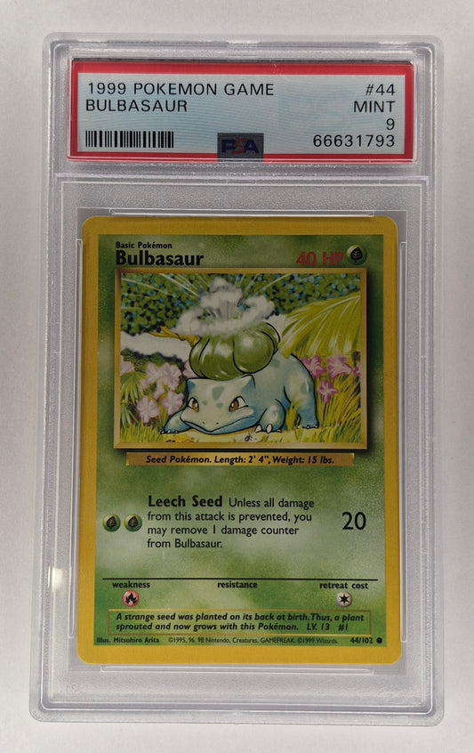 1999 Pokémon Base Set 44/102 Bulbasaur Non Holo PSA 9