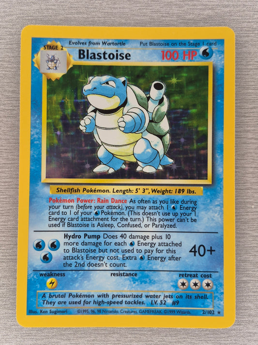 Blastoise Base Set 2/102 Holo Rare 1999 WOTC Pokemon Card LP 1
