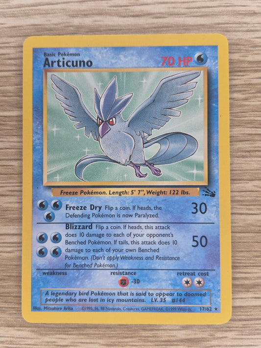 1999 Pokémon Fossil 17/62 Articuno Non-Holo MP