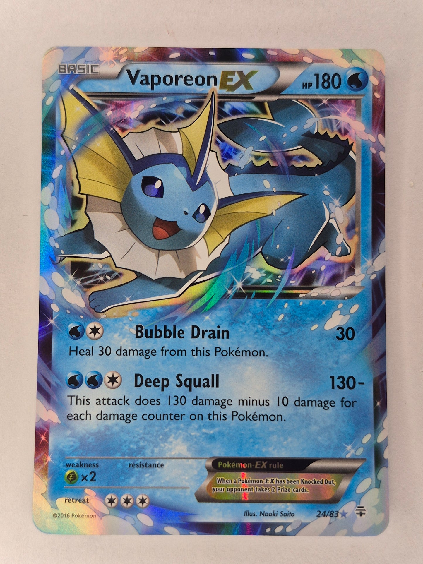 Vaporeon EX - 24/83 - Pokemon Generations XY Ultra Rare Card LP