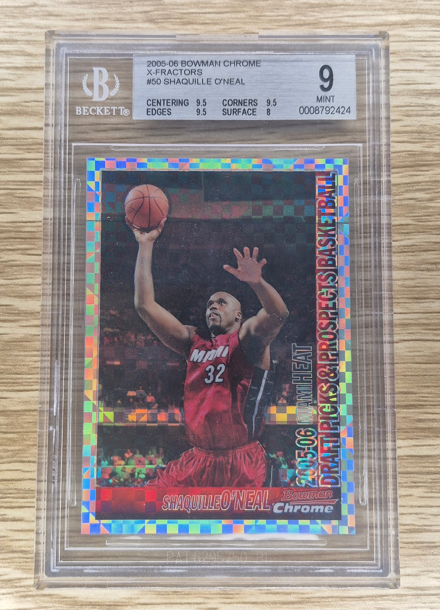 2005-06 Bowman Chrome X-Factor #50 Shaquille O’Neal  #’d 002/150  BGS 9 Mint