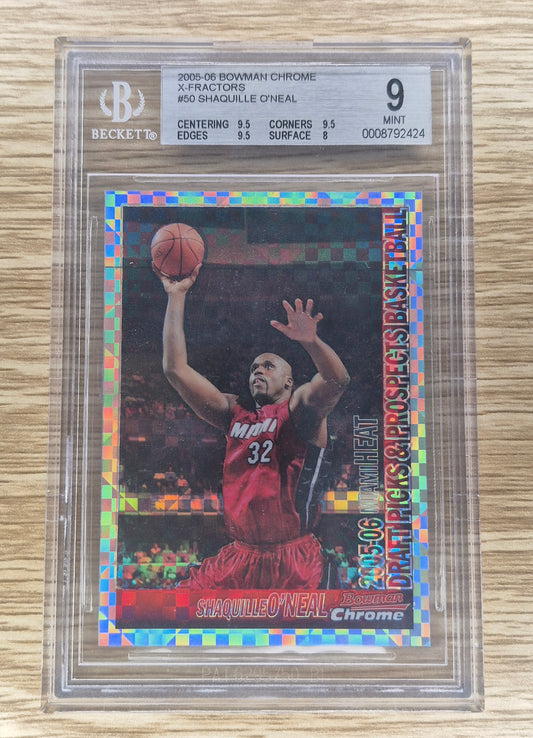 2005-06 Bowman Chrome X-Factor #50 Shaquille O’Neal  #’d 002/150  BGS 9 Mint