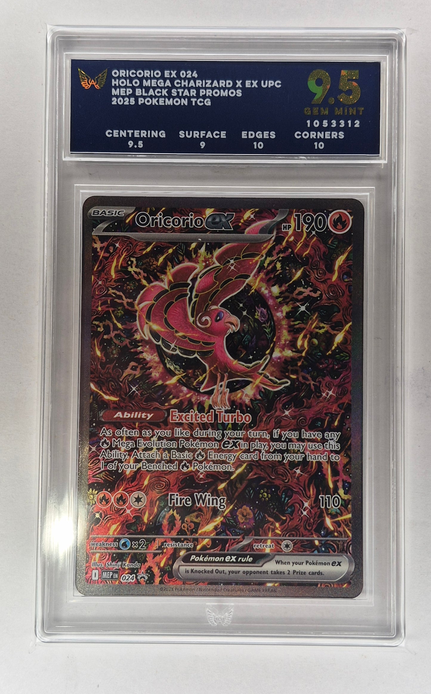 2025 Pokémon Mega Charizard UPC Oricorio Black Star Promo 024 ARK 9.5 Gem Mint