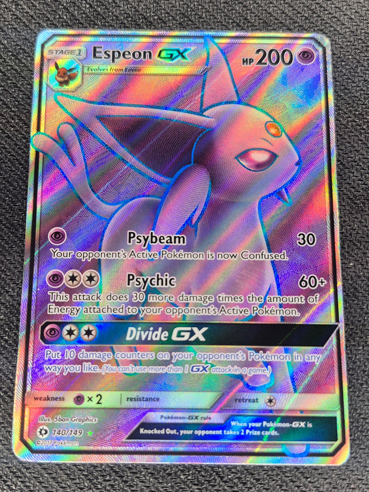 Pokémon TCG Espeon GX Sun & Moon 140/149 Holo Full Art NM/MINT