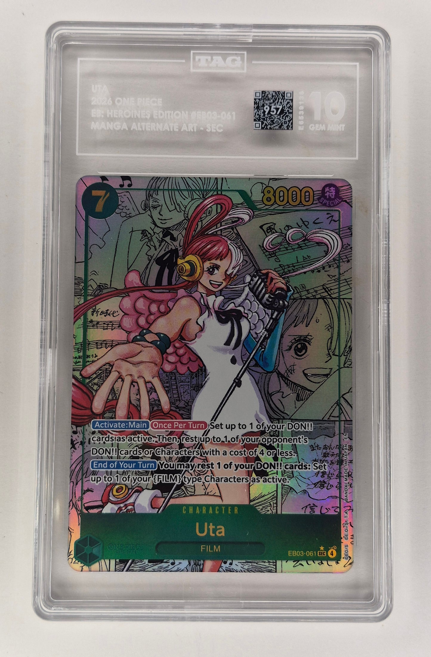 One Piece EB-03 Heroines UTA Manga Rare Card English TAG 10 (957)