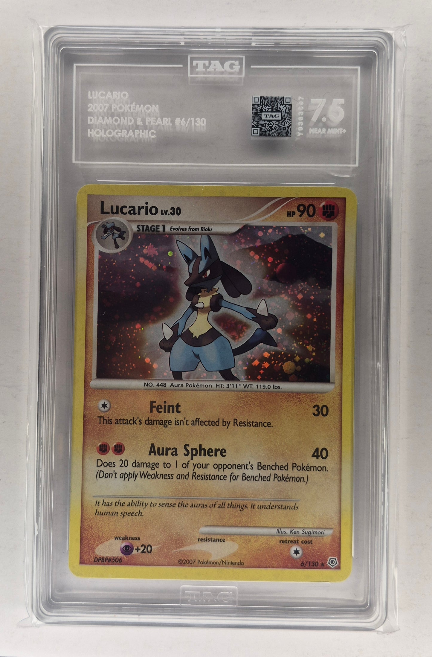 2007 Pokémon Diamond & Pearl 6/130 Lucario Holo TAG 7.5 PSA(Fart Swirl)