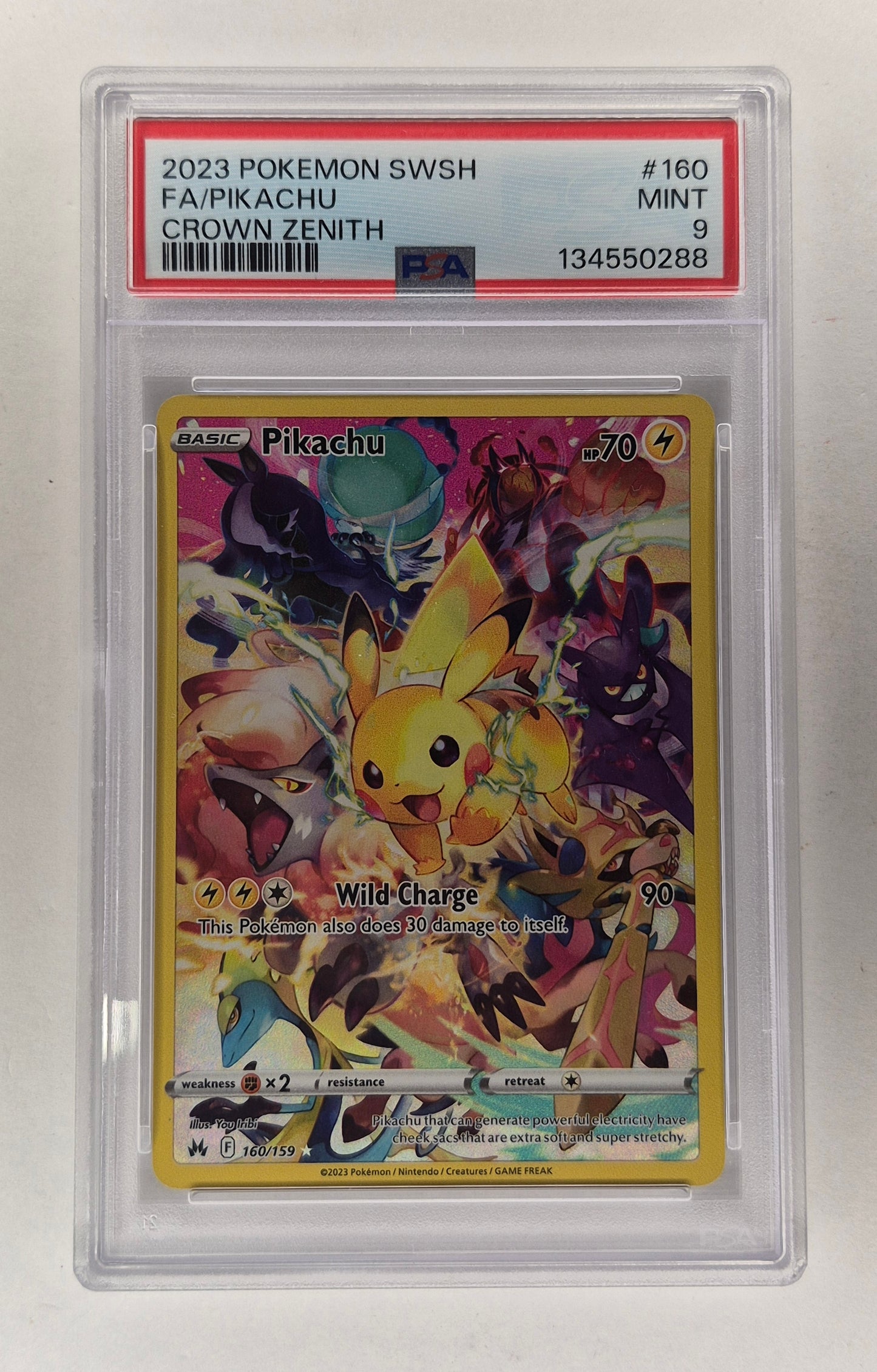 Pikachu - 160/159 - Full Art Textured Secret Rare - Crown Zenith - Pokemon PSA 9