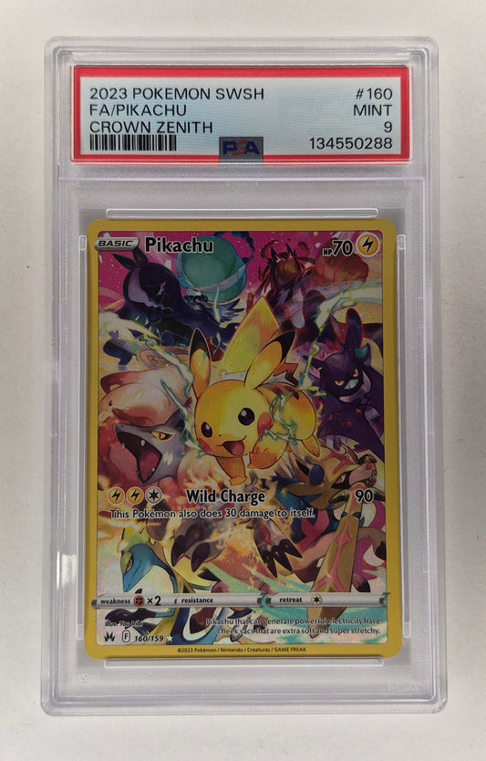 Pikachu - 160/159 - Full Art Textured Secret Rare - Crown Zenith - Pokemon PSA 9