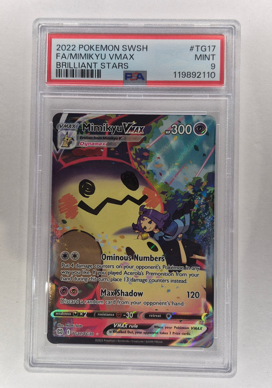 Pokemon Mimikyu VMAX TG17 Brilliant Stars Ultra Rare Full Art Holo PSA 9