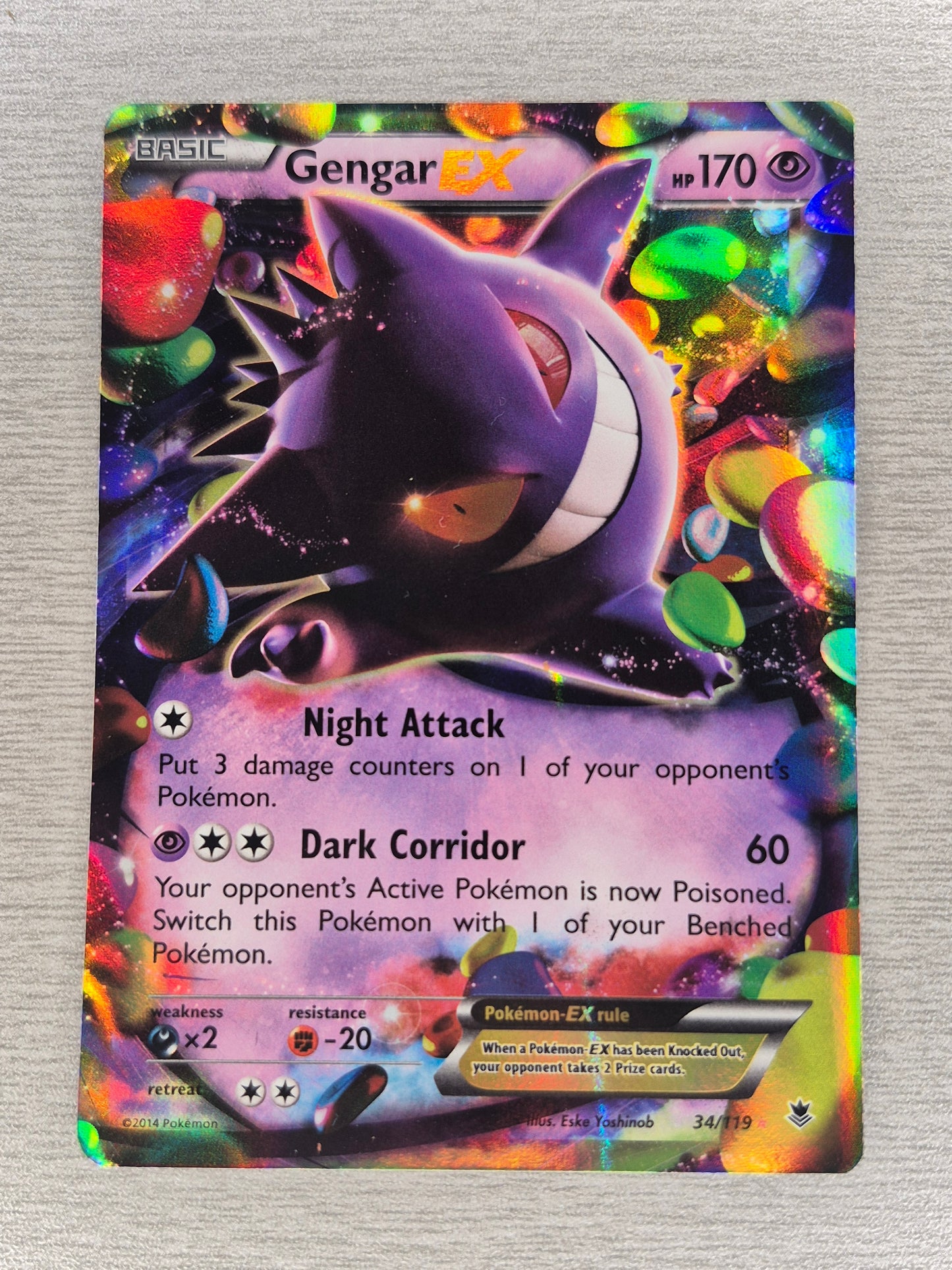 Gengar EX 34/119 XY Phantom Forces Ultra Rare Holo English POKEMON LP