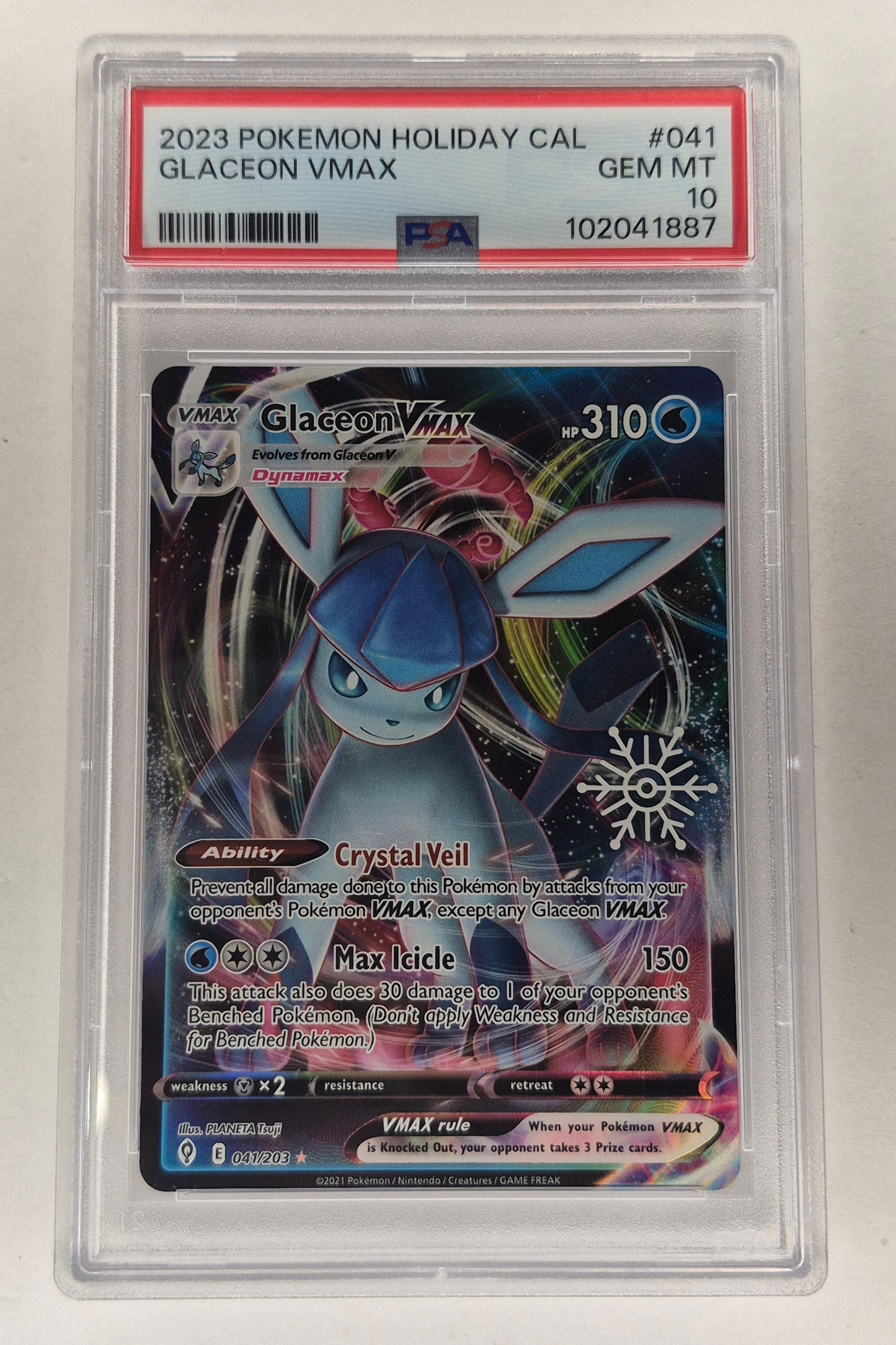 2023 Pokémon Holiday Calendar 041/203 Glaceon Vmax PSA 10