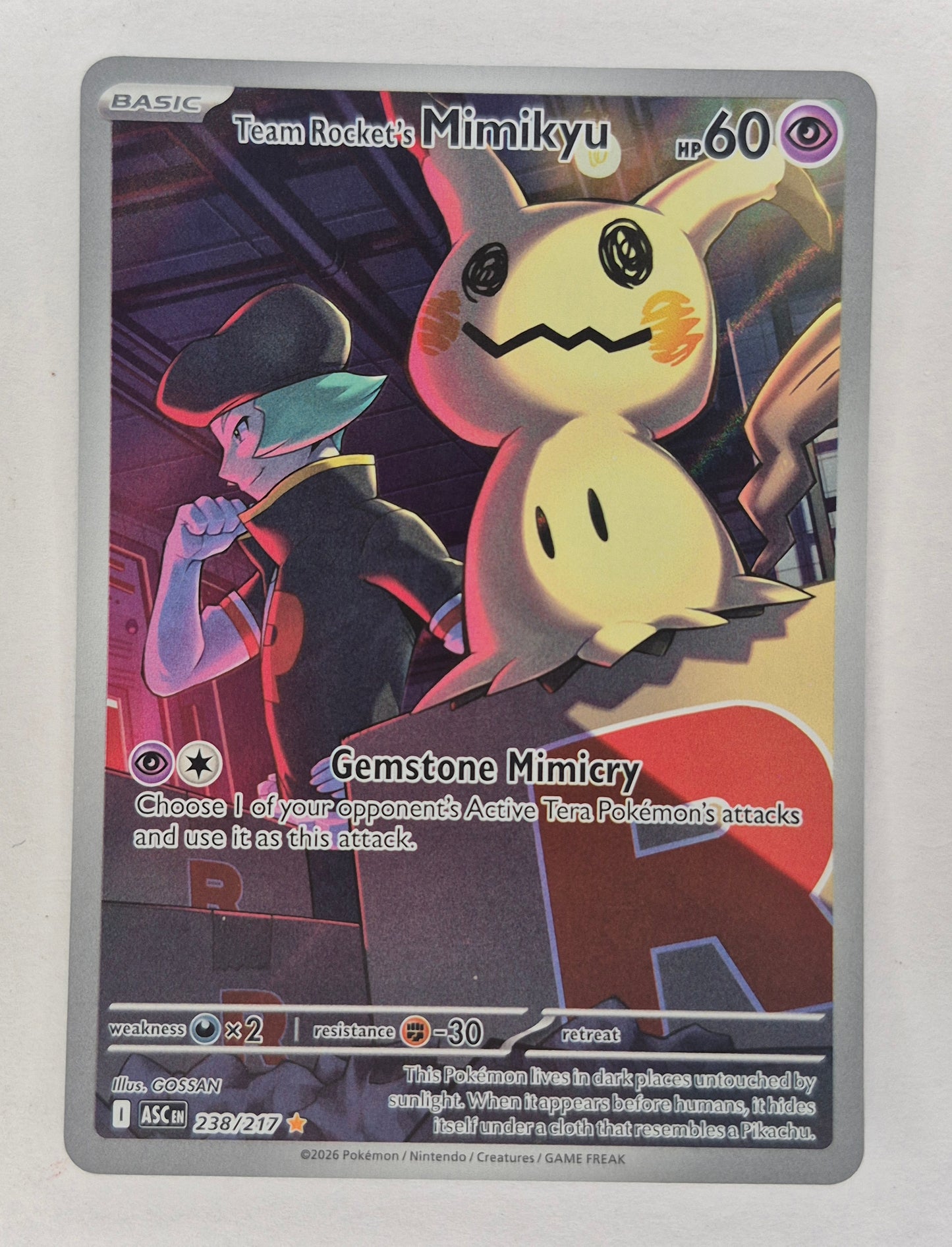 Pokémon Team Rocket's Mimikyu Full Art Holo Rare Ascended Heroes  238/217 NM