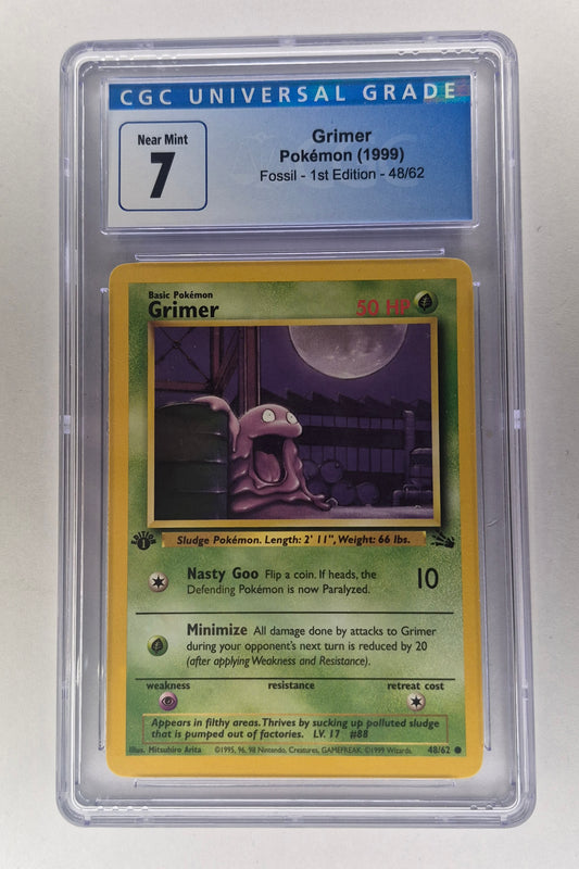 1999 Pokémon Fossil 1st edition Grimer Non-Holo 48/62 CGC 7