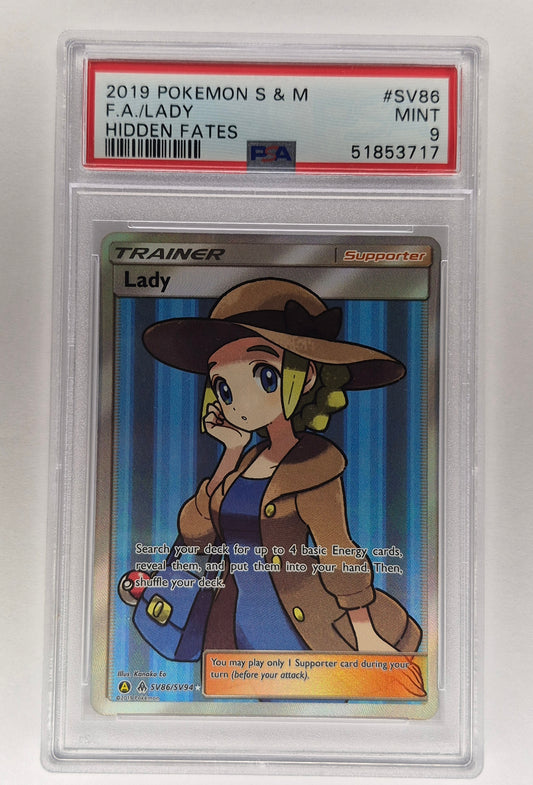 2019 Pokémon S&M Hidden Fates SV86/SV94 Trainer LADY PSA 9