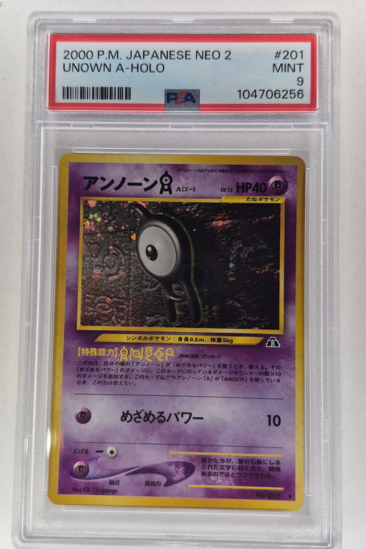 2000 Japanese Pokemon Neo 2 #201 Unown A Holo PSA 9 mt