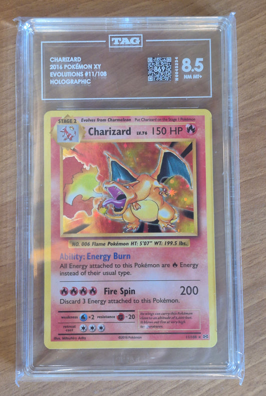 2016 Pokémon Evolutions 11/108 Charizard Holo TAG 8.5 NM MT+