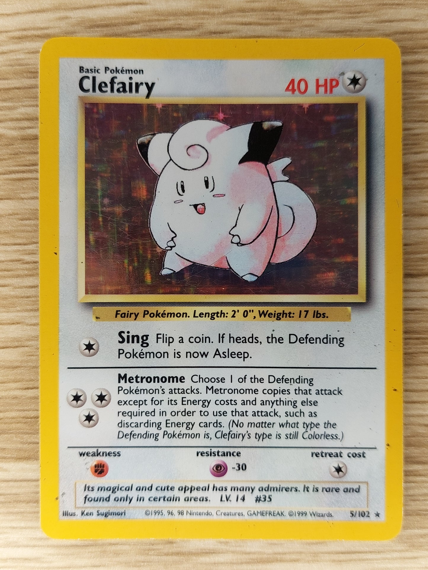 Pokemon 1999 Clefairy Base Set Holo Rare 5/102 HP