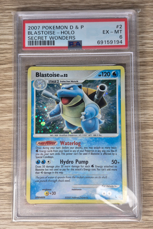 2007 Pokémon Diamond & Pearl 2/132 Blastoise Holo Secret Wonders PSA 6