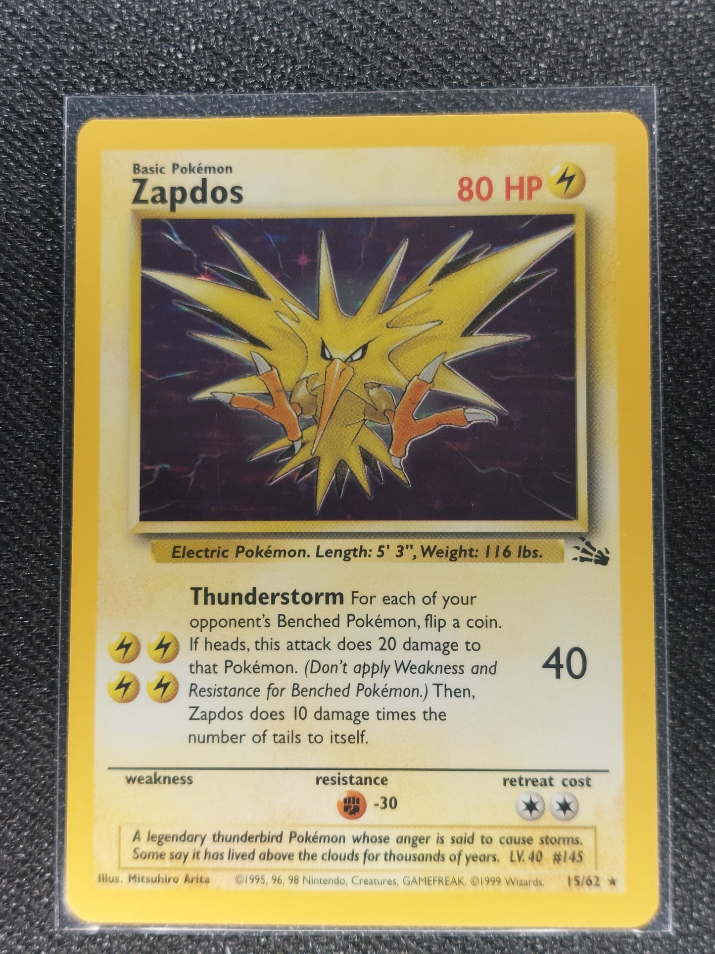 Pokemon 1999 Zapdos Holo Rare Fossil 15/62 LP