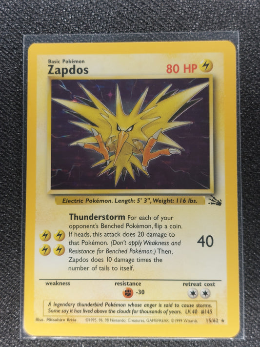 Pokemon 1999 Zapdos Holo Rare Fossil 15/62 LP