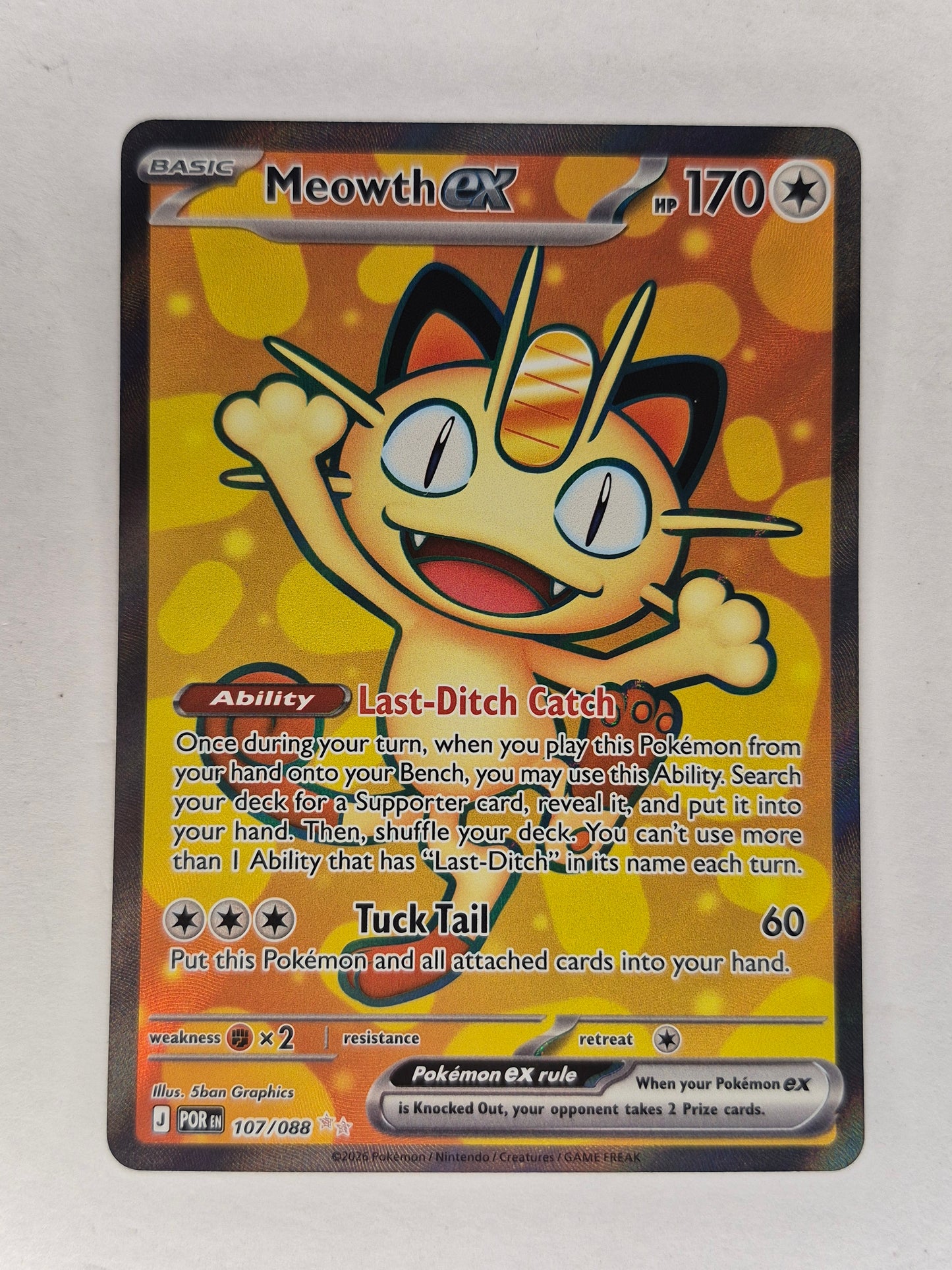 Meowth ex 107/088 Me03: Perfect Order Pokemon Holo Ultra Rare NM