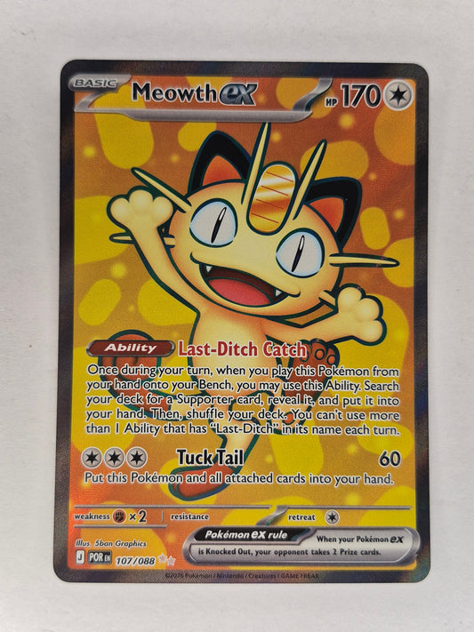 Meowth ex 107/088 Me03: Perfect Order Pokemon Holo Ultra Rare NM