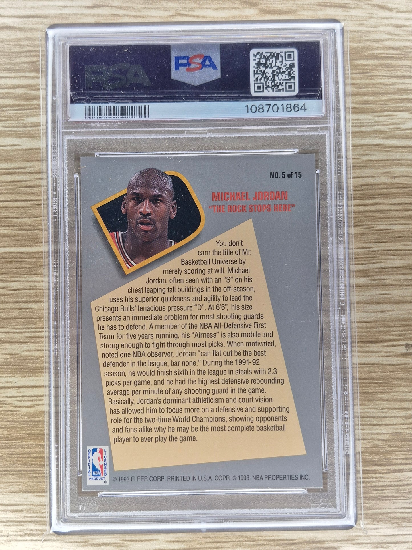 1992 FLEER TOTAL D #5 MICHAEL JORDAN PSA 6 EX-MT