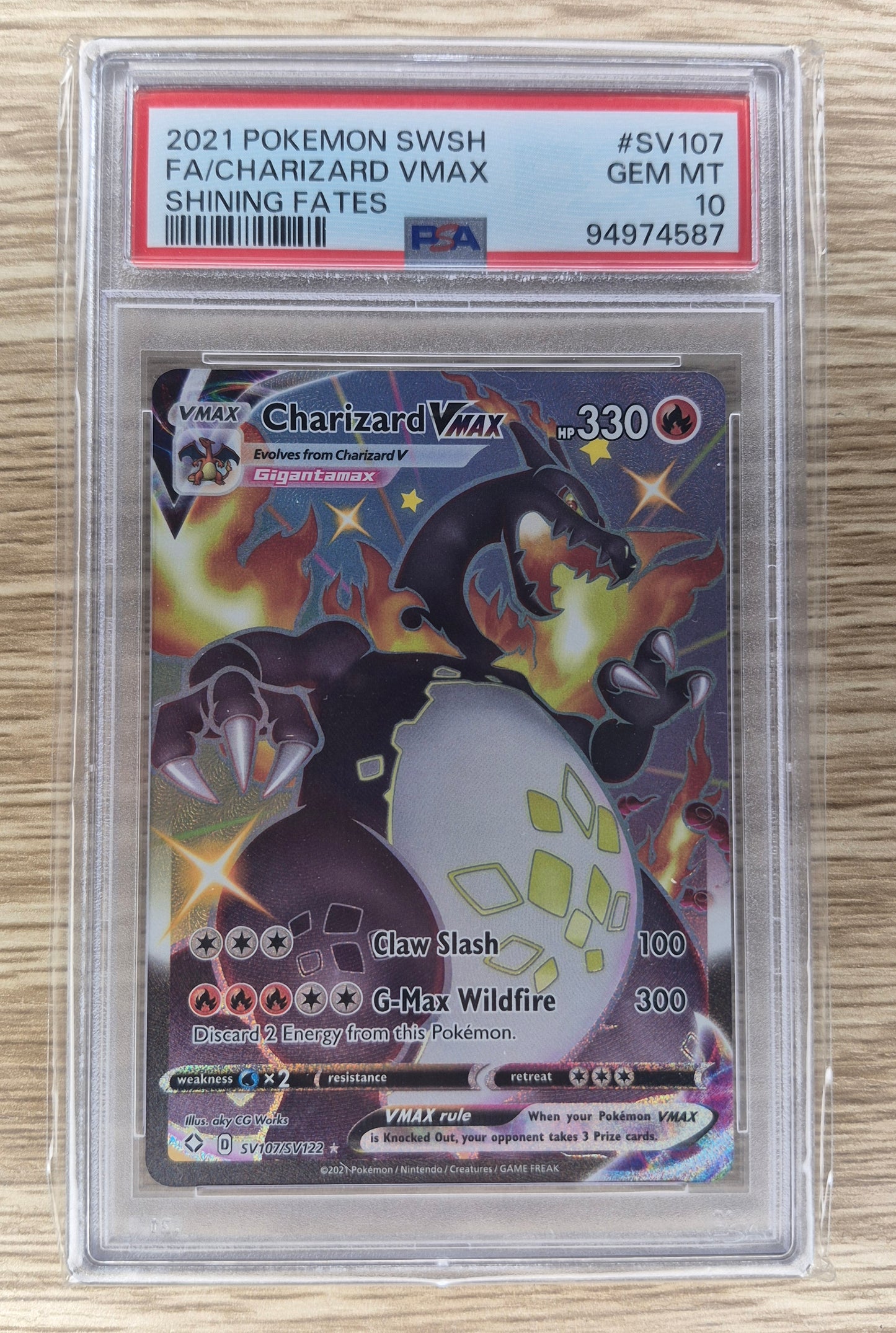 2021 Pokémon SWSH Shining Fates SV107 Charizard Vmax Full Art PSA 10