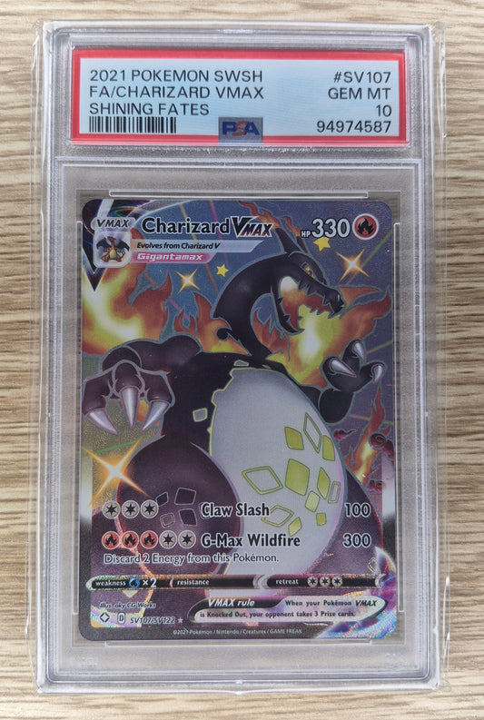 2021 Pokémon SWSH Shining Fates SV107 Charizard Vmax Full Art PSA 10
