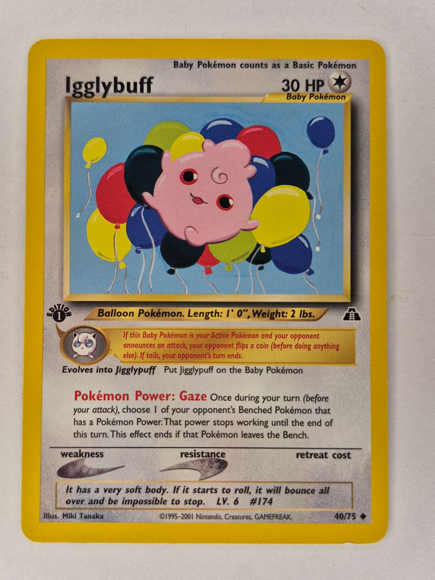 Pokemon 1st edition Igglybuff 40/75 Neo Discovery  Uncommon LP