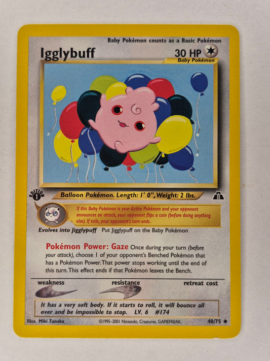 Pokemon 1st edition Igglybuff 40/75 Neo Discovery  Uncommon LP