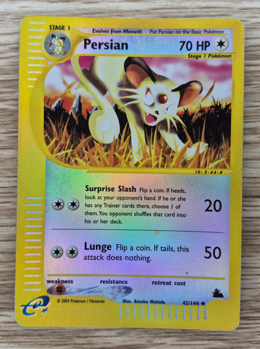 Pokémon Persian (42/144) Reverse Holo Uncommon, Skyridge 2003  LP