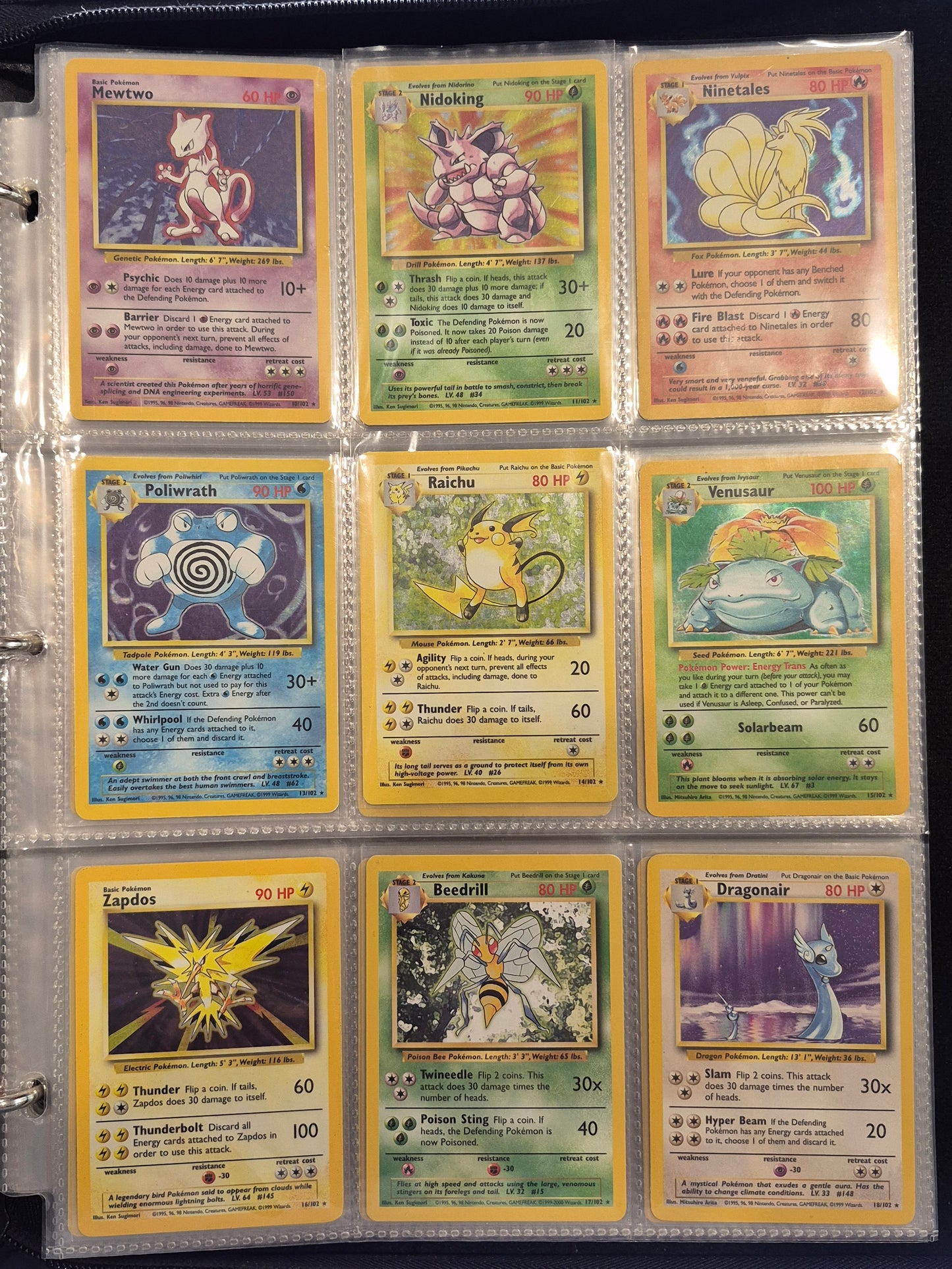 Complete 1999 Base Set Pokémon 102 cards LP/MP/D See Description