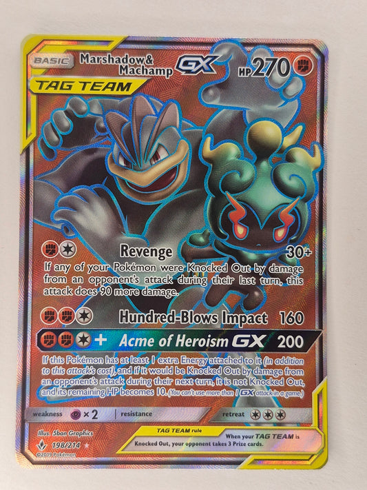 Marshadow & Machamp-GX Full Art TAG TEAM 198/214 Unified Minds NM Pokemon