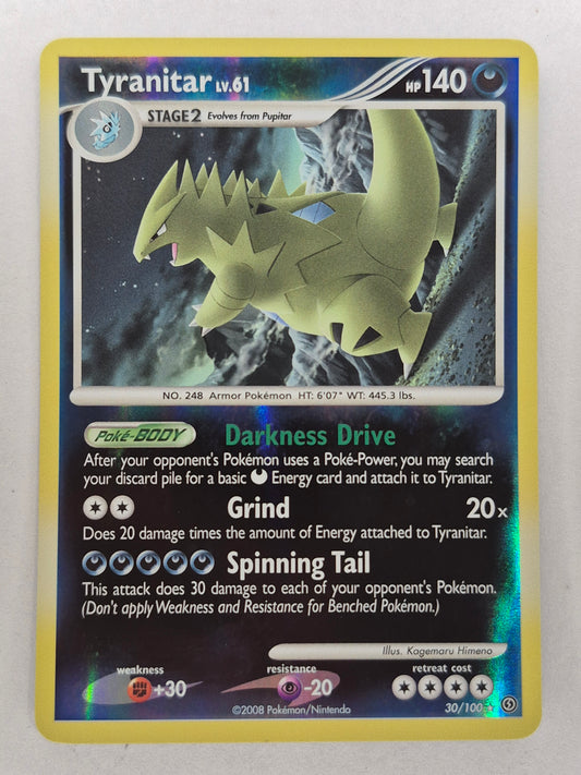 Pokemon TCG: Tyranitar Lv.61 30/100 - Stormfront - Reverse Holo Rare LP