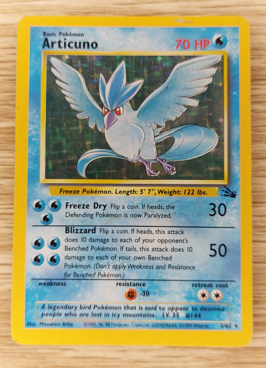 Pokemon 1999 Articuno Fossil Holo Rare 2/62 HP